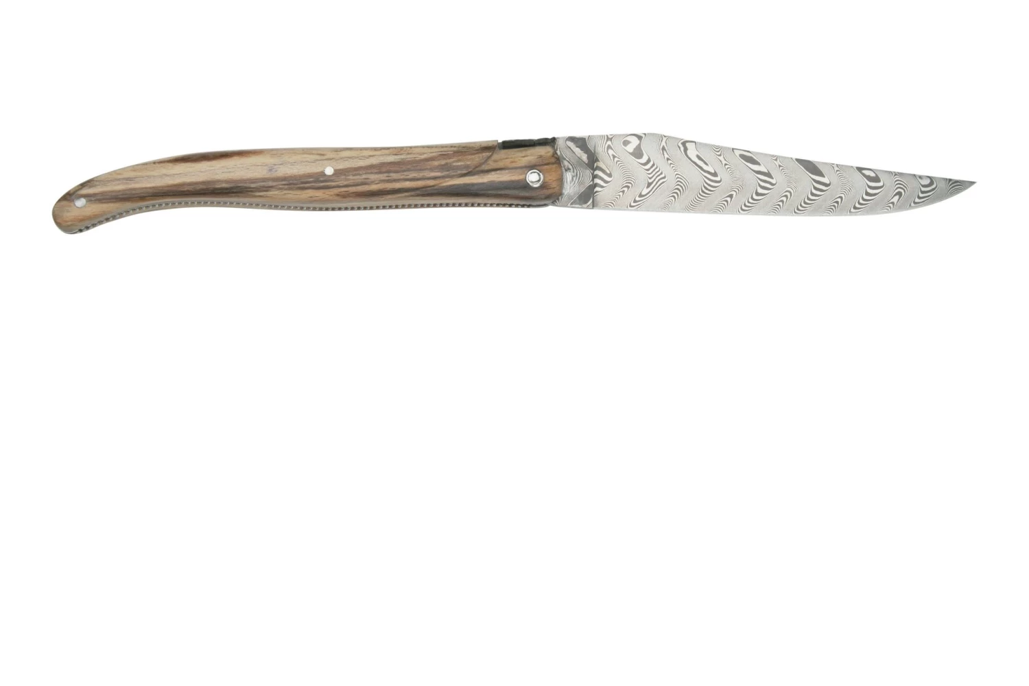 Laguiole En Aubrac Le Perlé 12 Cm L0512WA6J3DB Balbach Damast Full Handle Madera De Haya - Imagen 2
