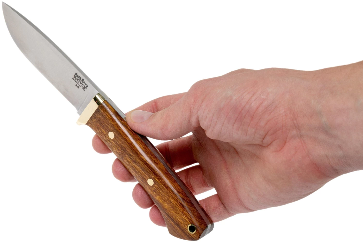 Bark River Classic Drop Point Hunter A2 Brass, Desert Ironwood Cuchillo De Caza - Imagen 7