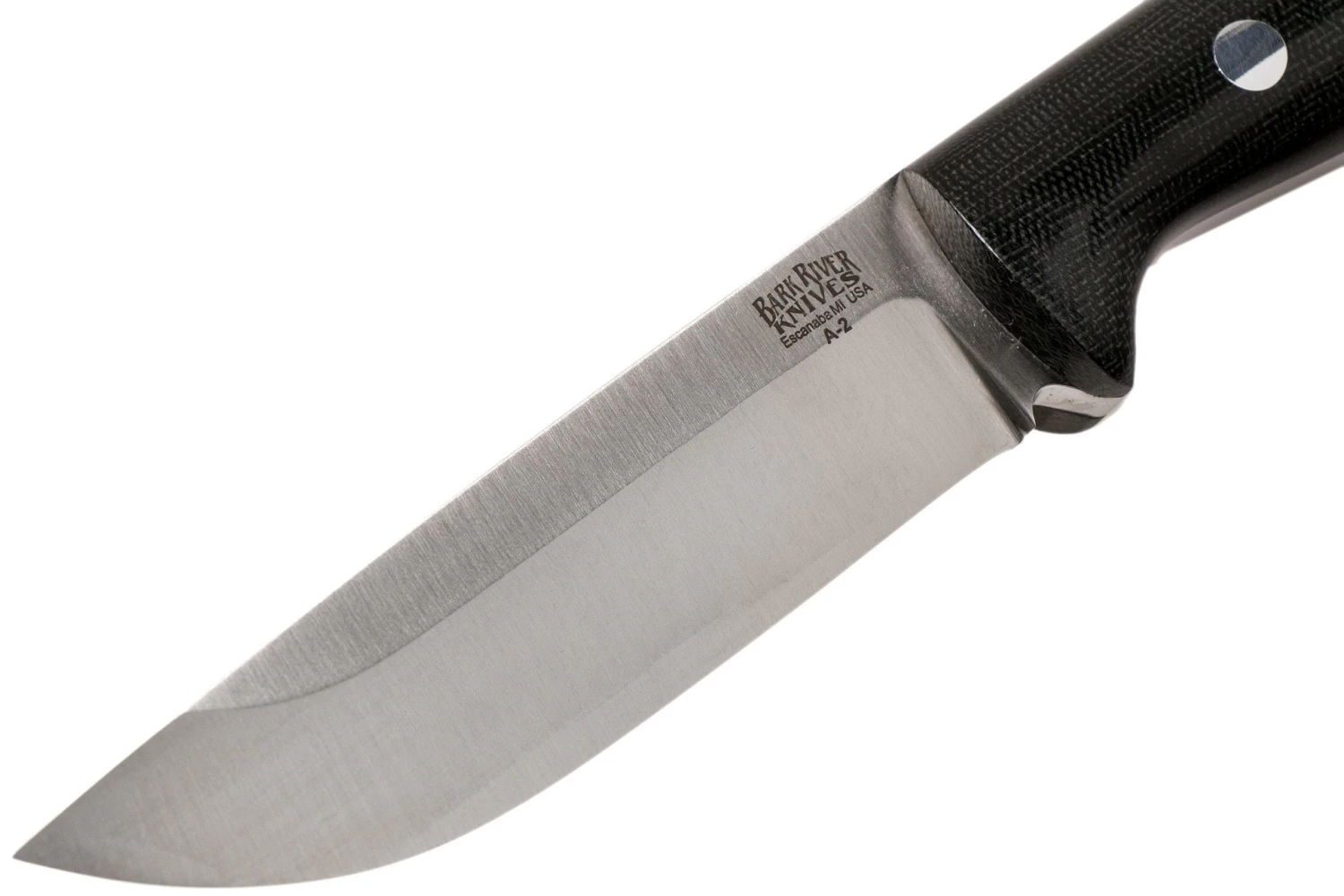 Bark River Bravo 1.2 A2 Black Canvas Micarta Rampless Cuchillo De Exterior - Imagen 3