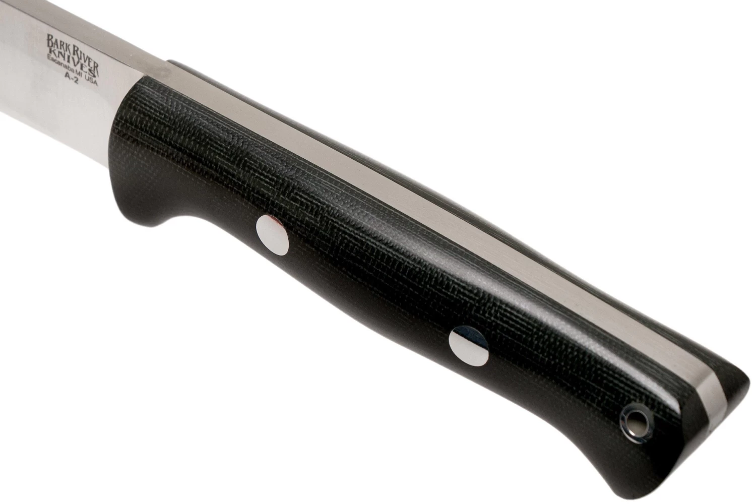 Bark River Bravo 1.2 A2 Black Canvas Micarta Rampless Cuchillo De Exterior - Imagen 5