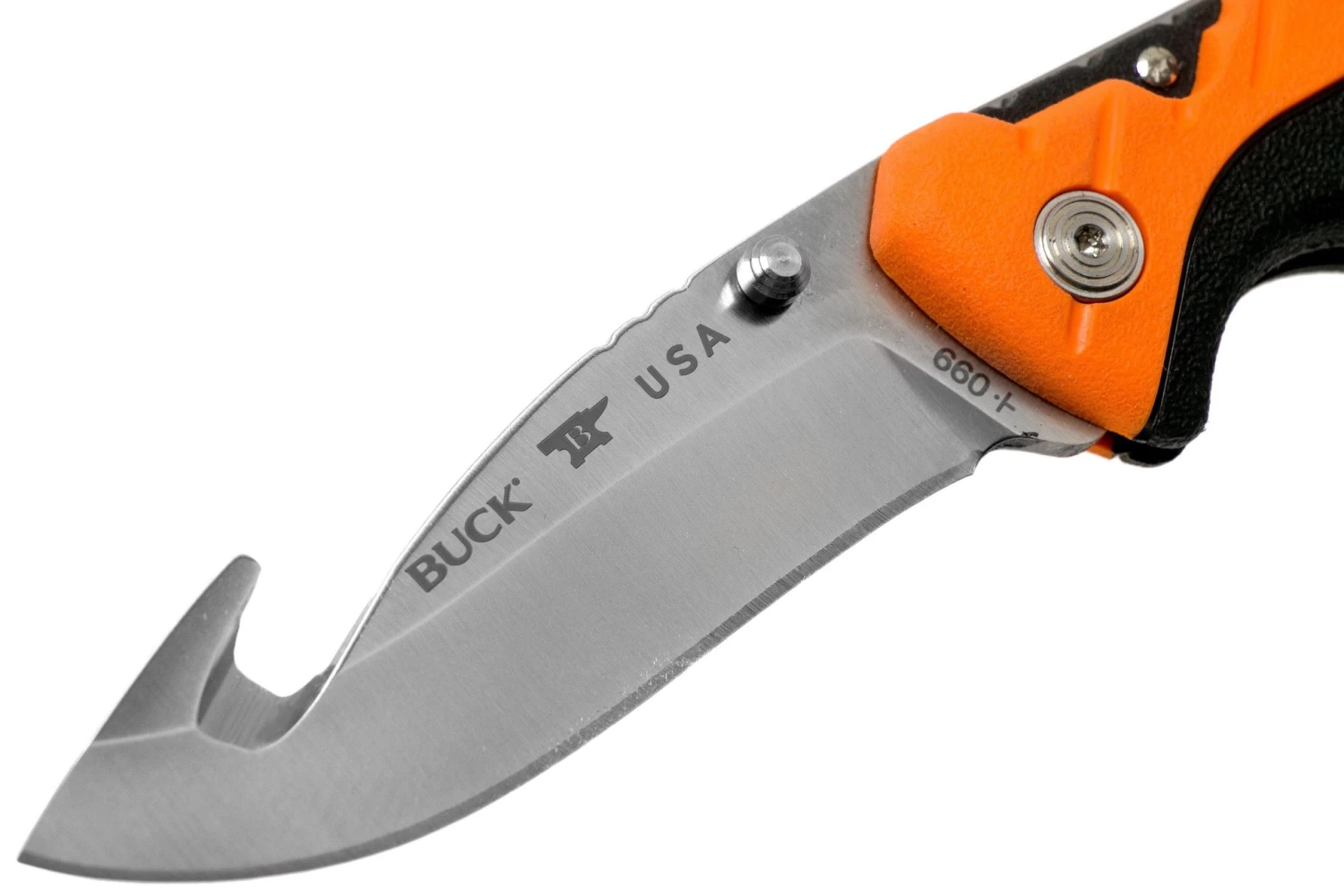 Buck Folding Pursuit Pro Guthook Large 660ORG Orange Cuchillo De Caza - Imagen 3