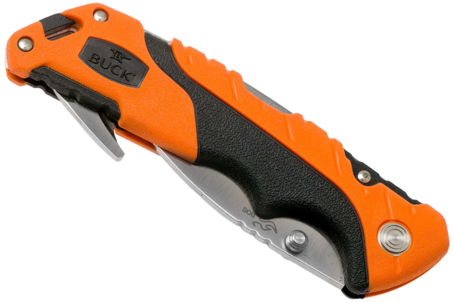 Buck Folding Pursuit Pro Guthook Large 660ORG Orange Cuchillo De Caza - Imagen 4
