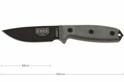 ESEE Model 3 Black Blade, Grey Handle 3P-MB-B Con Funda + Clip Y MOLLE-back