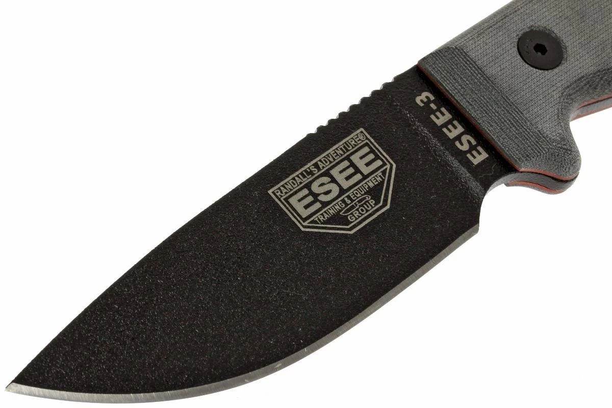 ESEE Model 3 Black Blade, Grey Handle 3P-MB-B Con Funda + Clip Y MOLLE-back - Imagen 2