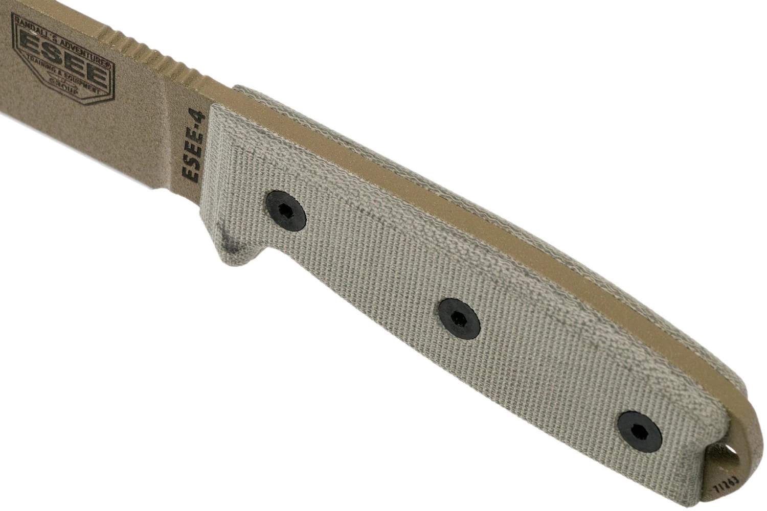 ESEE Model 4 Dark Earth Blade, Grey Handle 4P-MB-DE Con Funda Nera + Clip Y MOLLE-back - Imagen 5