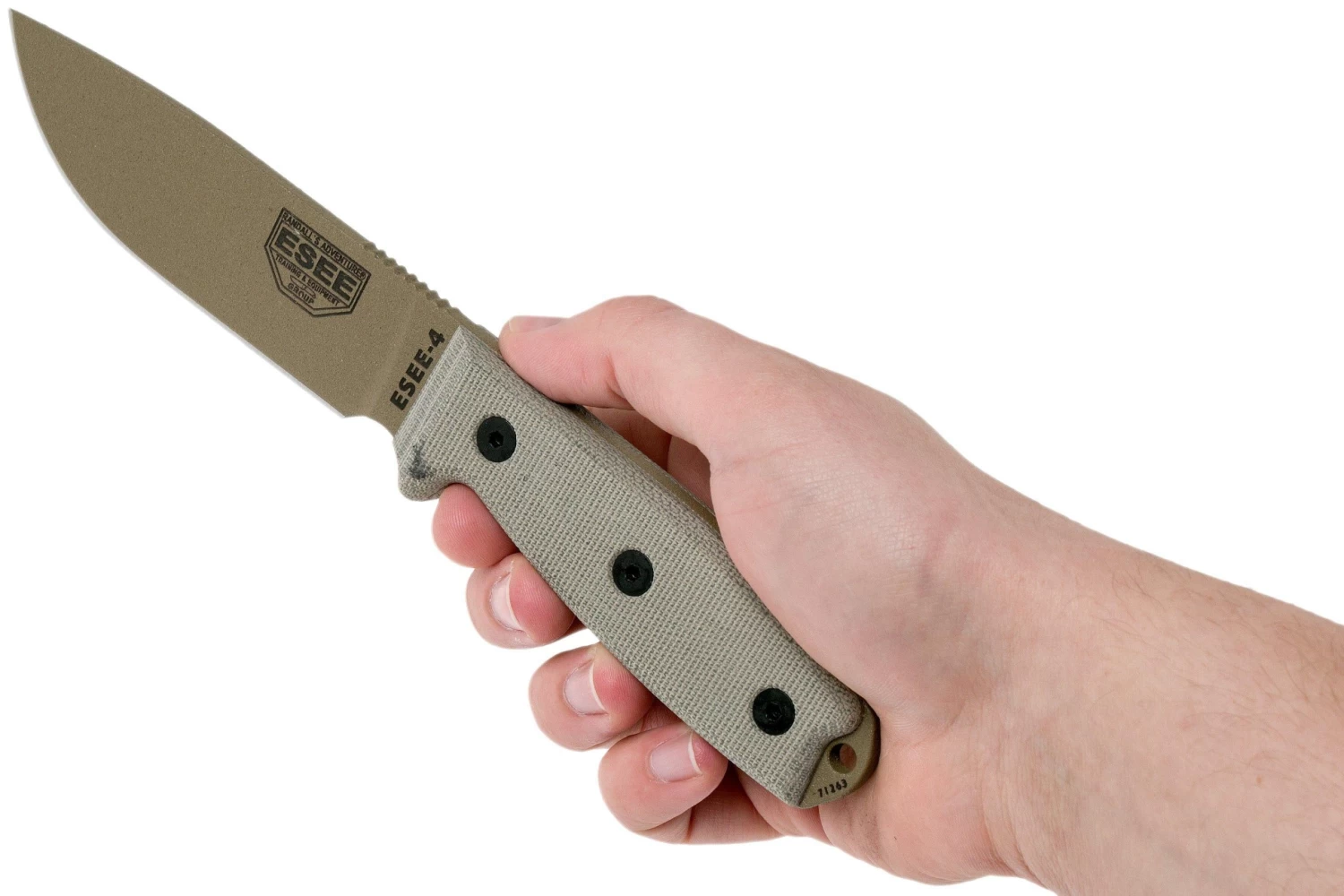 ESEE Model 4 Dark Earth Blade, Grey Handle 4P-MB-DE Con Funda Nera + Clip Y MOLLE-back - Imagen 6