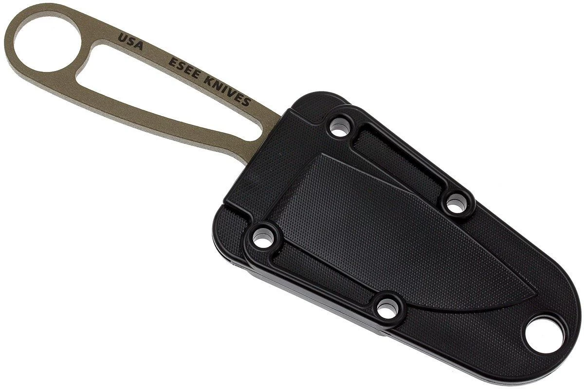 ESEE Izula Dark Earth IZULA-DE Cuchillo De Cuello Con Funda Negra + Clip De Cinturón - Imagen 2