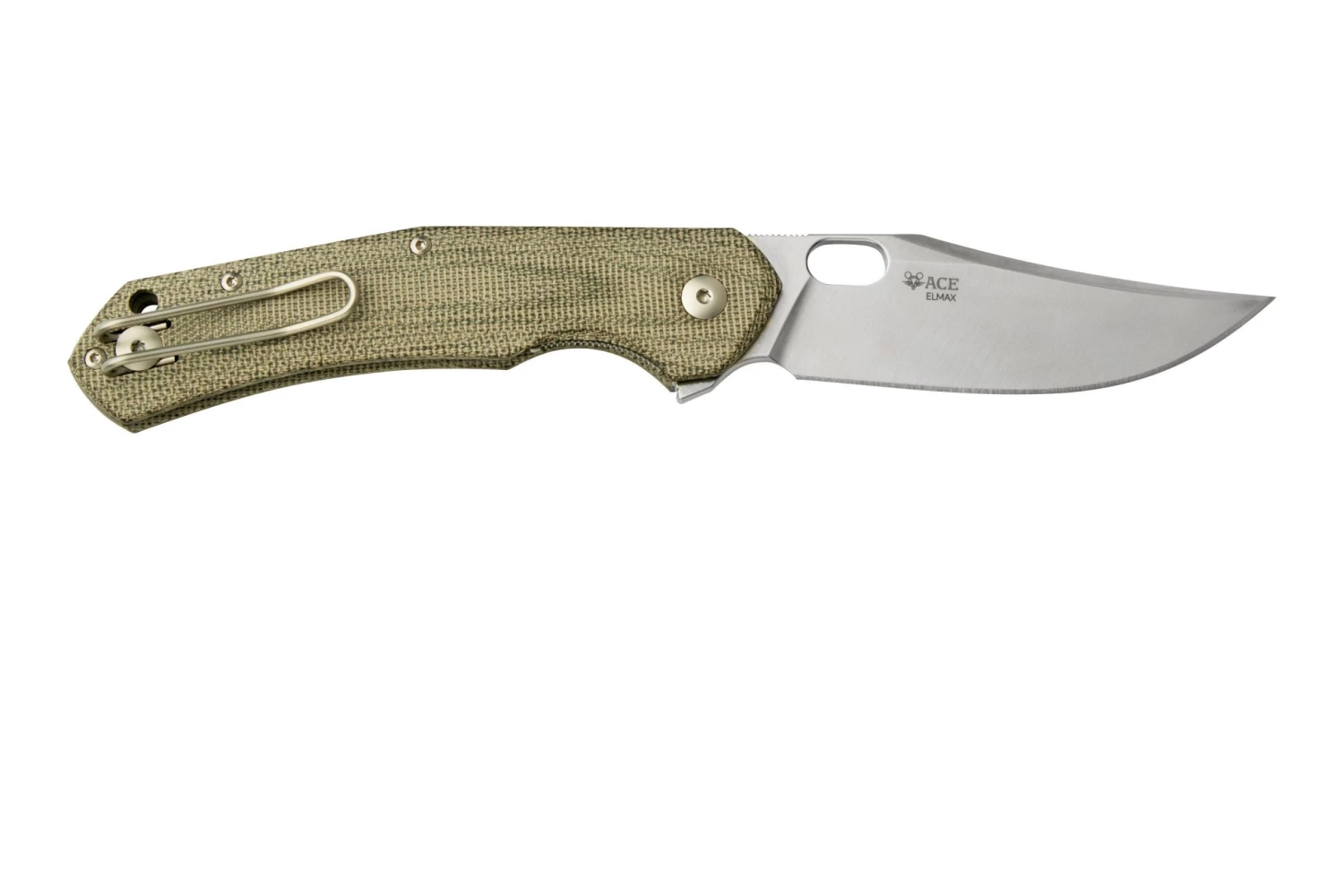 GiantMouse ACE Jutland Green Canvas Micarta Navaja, Ansø En Voxnaes Diseño - Imagen 2