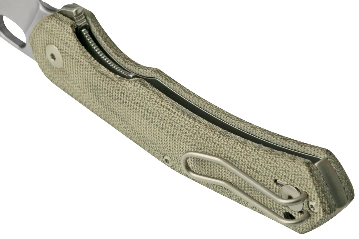 GiantMouse ACE Jutland Green Canvas Micarta Navaja, Ansø En Voxnaes Diseño - Imagen 6