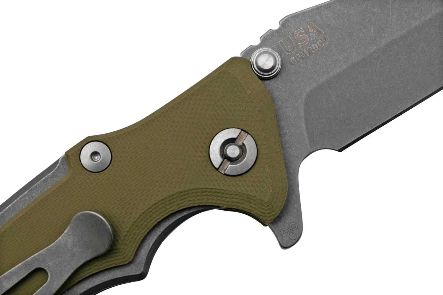 Rick Hinderer Eklipse 3.0" 20CV Working Finish Harpoon Spanto OD Green, Navaja - Imagen 5