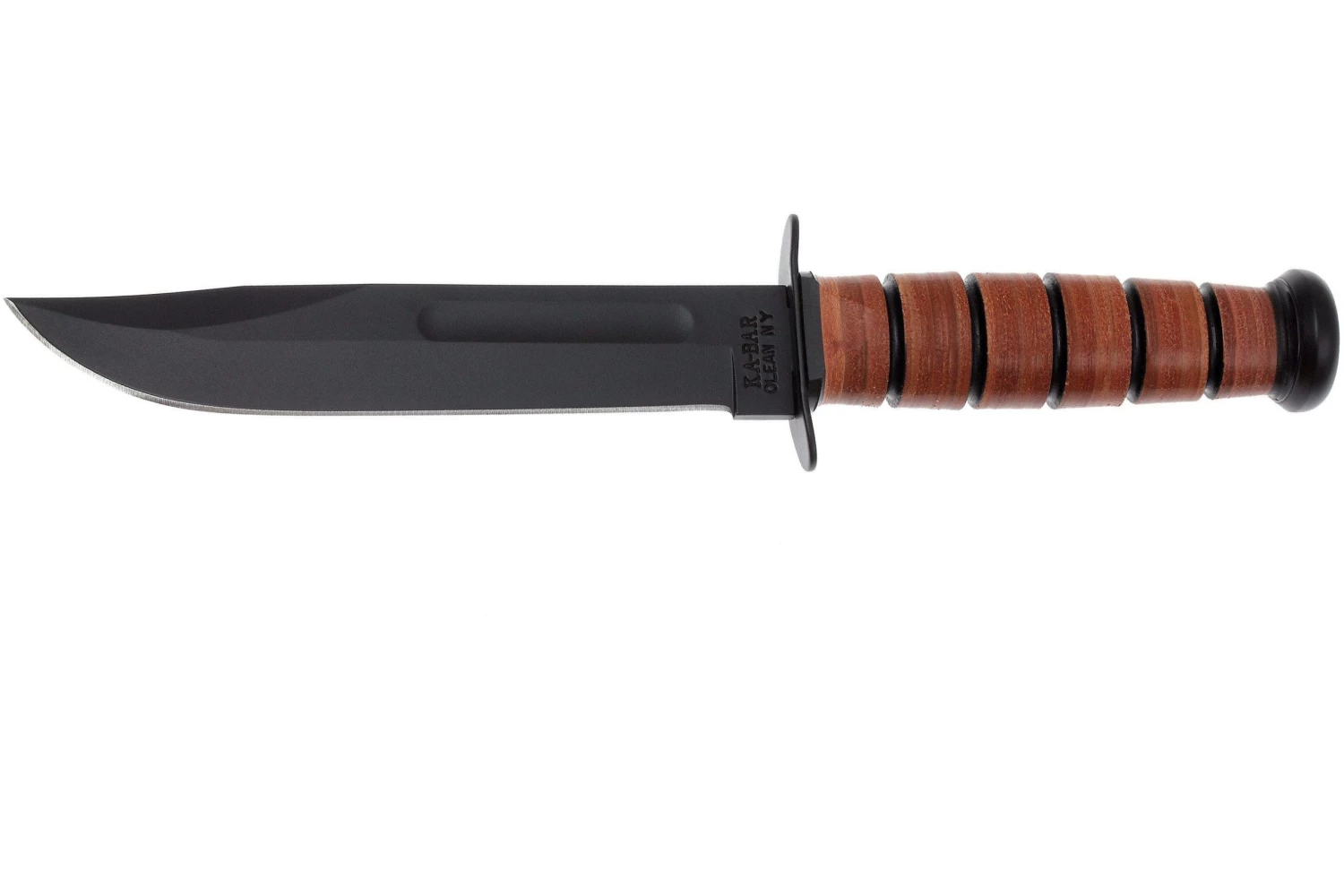 KA-BAR USMC 5017 Borde Liso, Cuero, Funda De Plástico