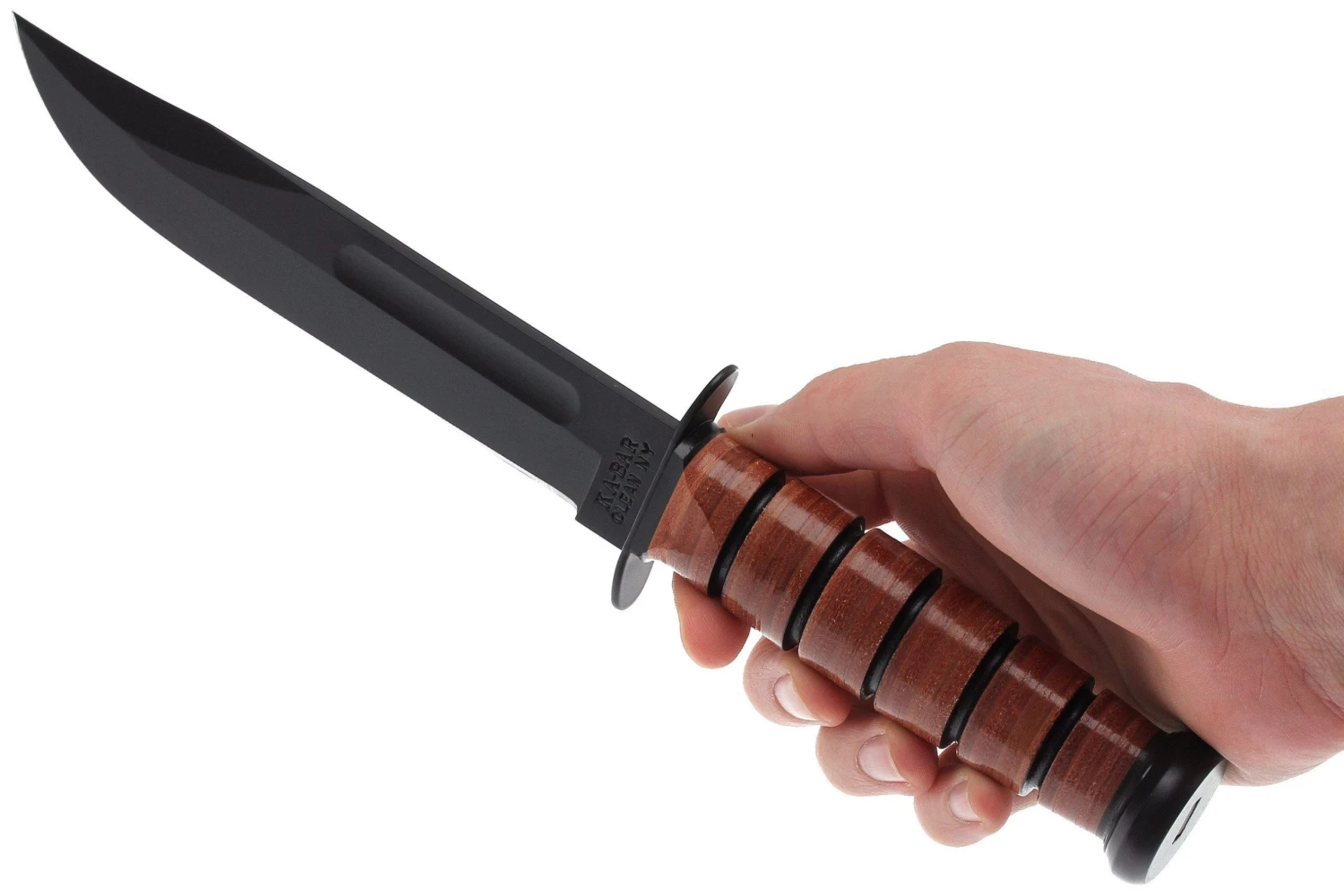 KA-BAR USMC 5017 Borde Liso, Cuero, Funda De Plástico - Imagen 5