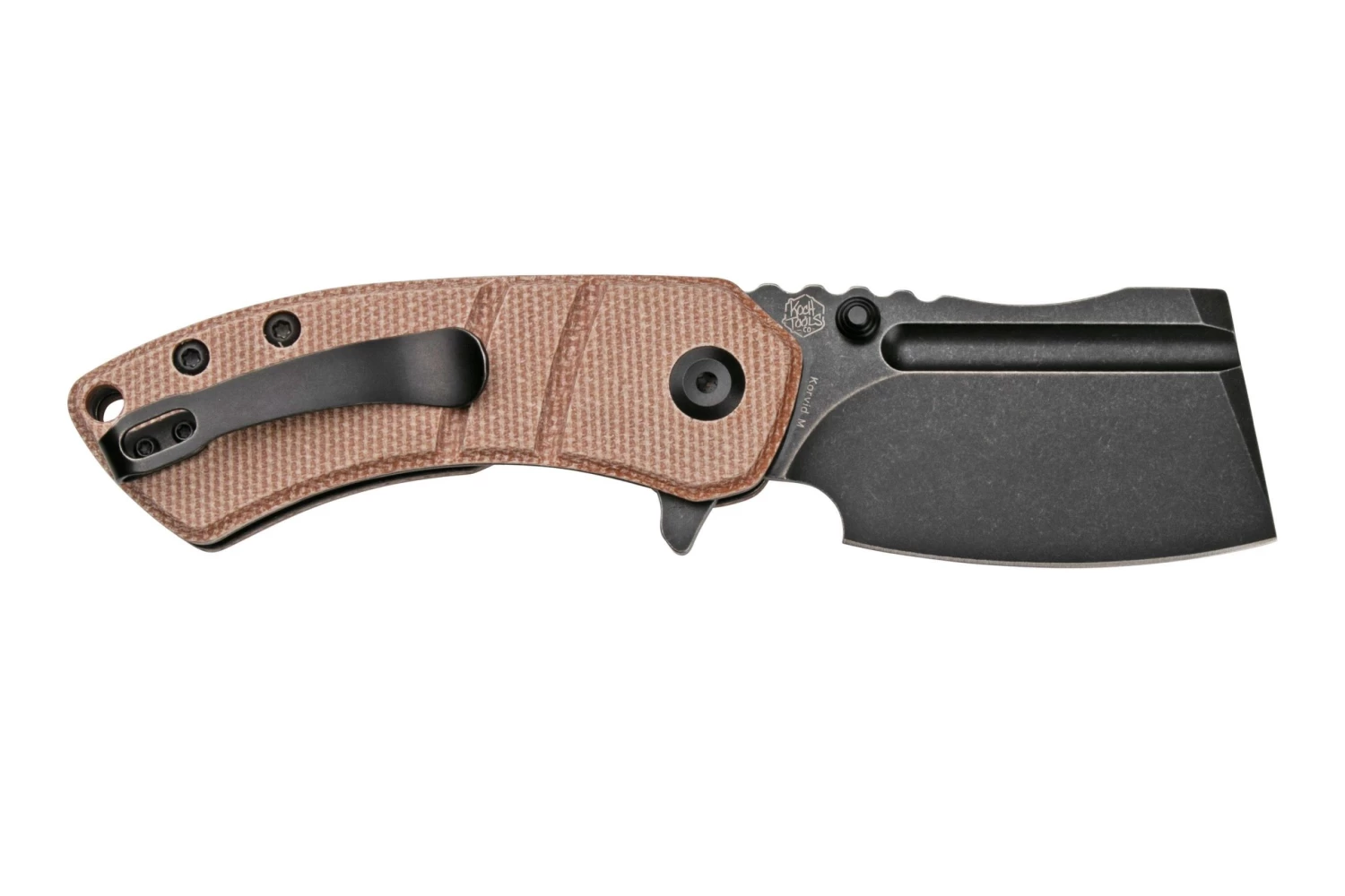 Kansept Korvid M T2030A5 Black, Brown Micarta G10 Navaja, Diseño Justin Koch - Imagen 2