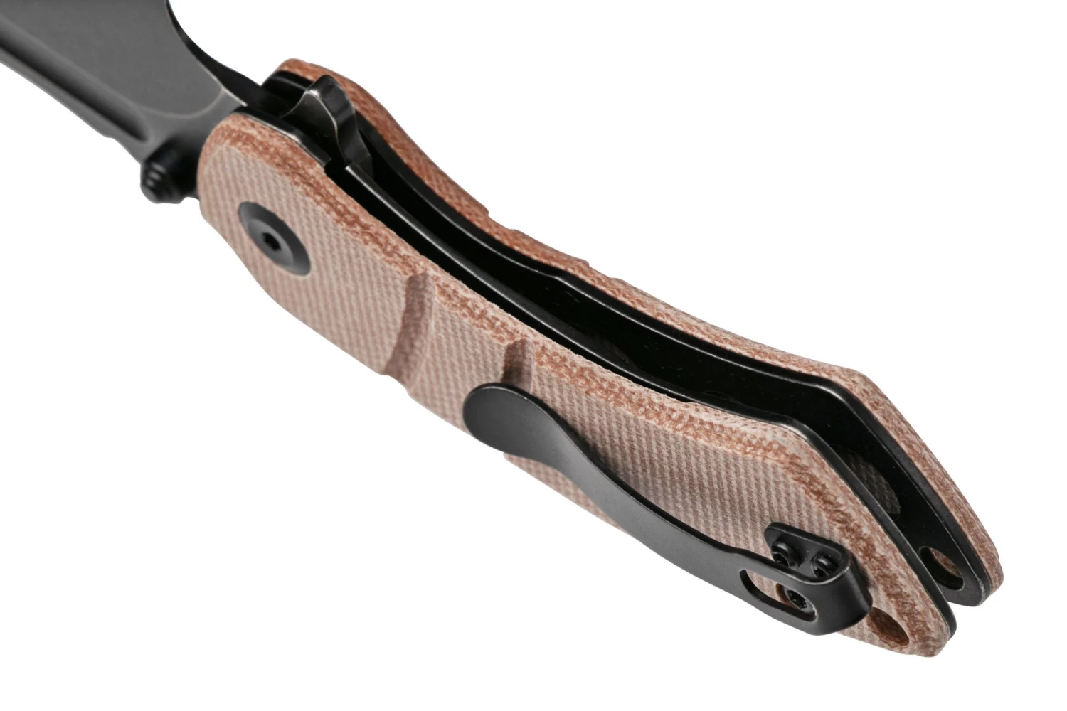 Kansept Korvid M T2030A5 Black, Brown Micarta G10 Navaja, Diseño Justin Koch - Imagen 5