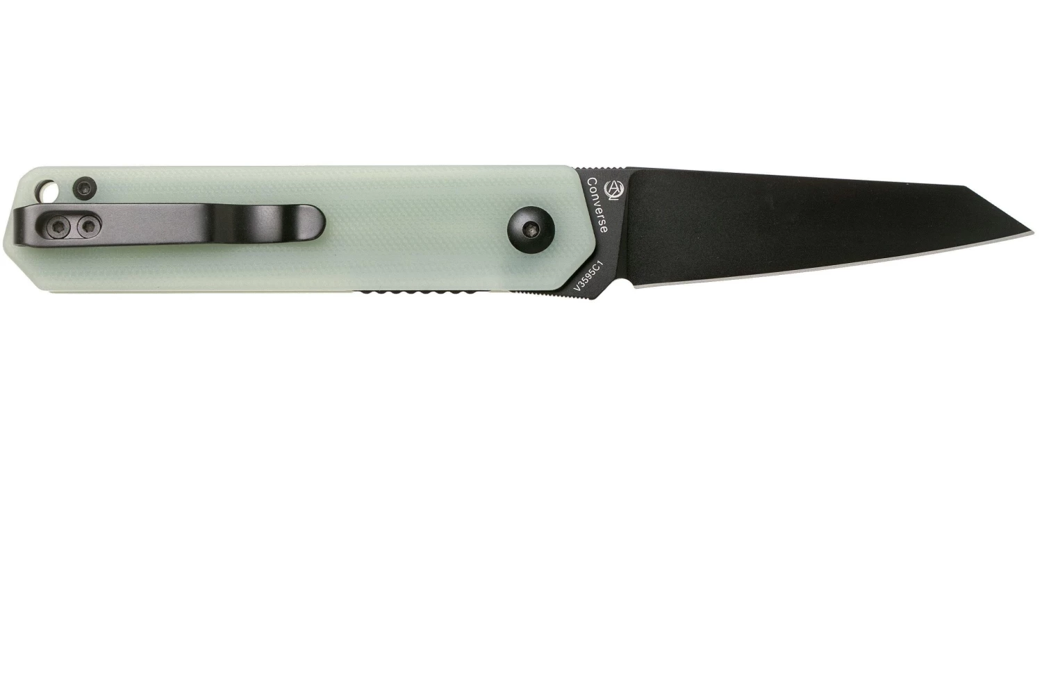Kizer Converse V3595C1 Black 154CM, Transparent Jade G10, Navaja, Diseño Azo - Imagen 2