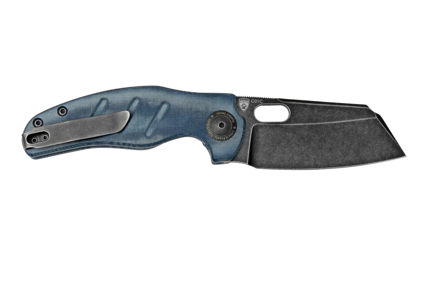 Kizer Vanguard C01C V4488C2 Denim Micarta Navaja, Diseño Sheepdog - Imagen 2