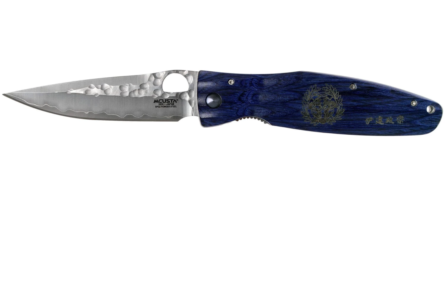 Mcusta MC-0186G Sengoku Date Masamune, Madera De Pakka Azul, Cuchillo De Caballero