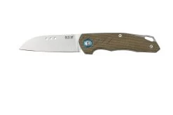 MKM Root RT-GC Satin Green Canvas Micarta Navaja, Diseño Jens Anso