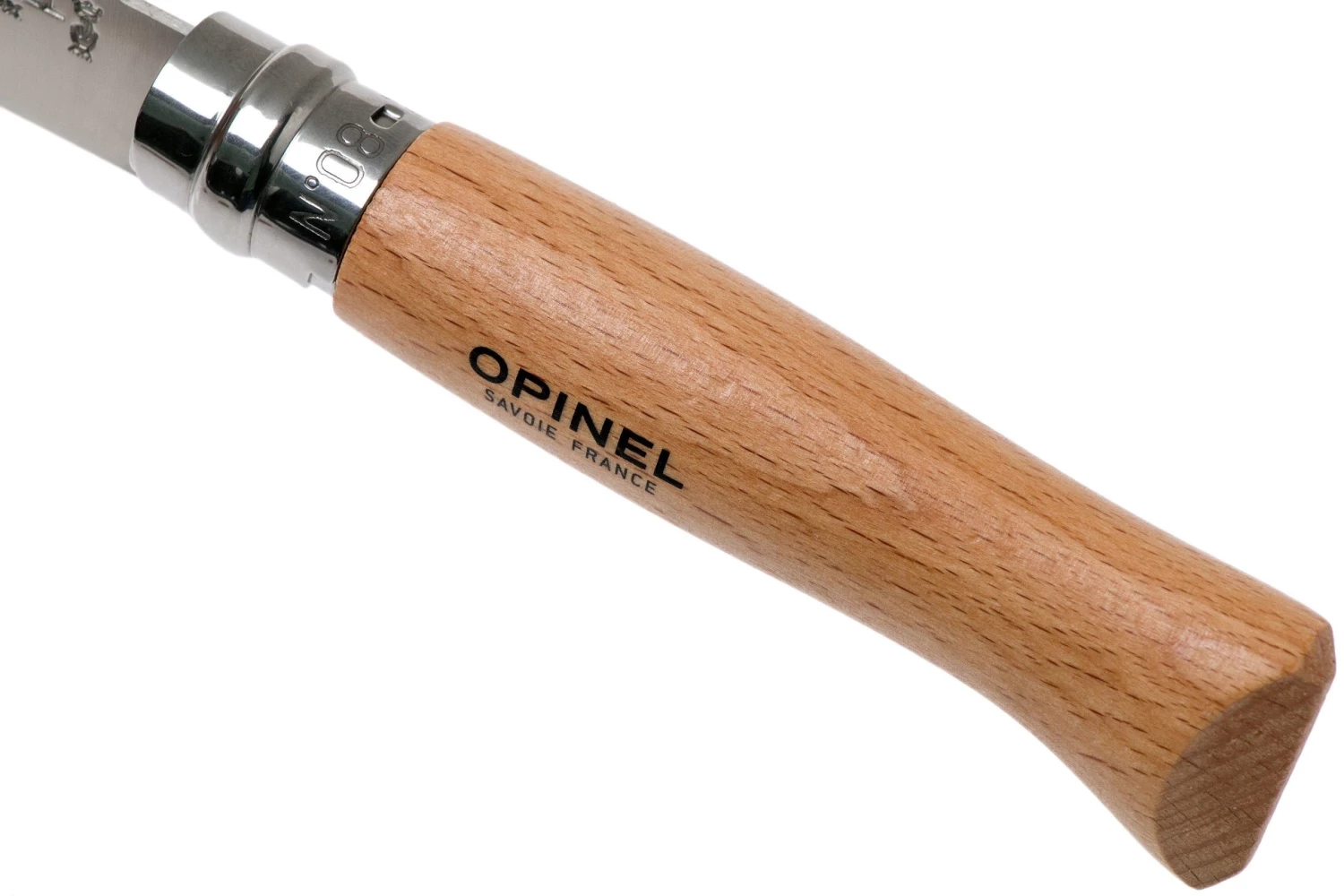 Opinel Navaja No. 8 Classic, Acero Inoxidable, Con Funda De Cuero, Madera De Haya - Imagen 6