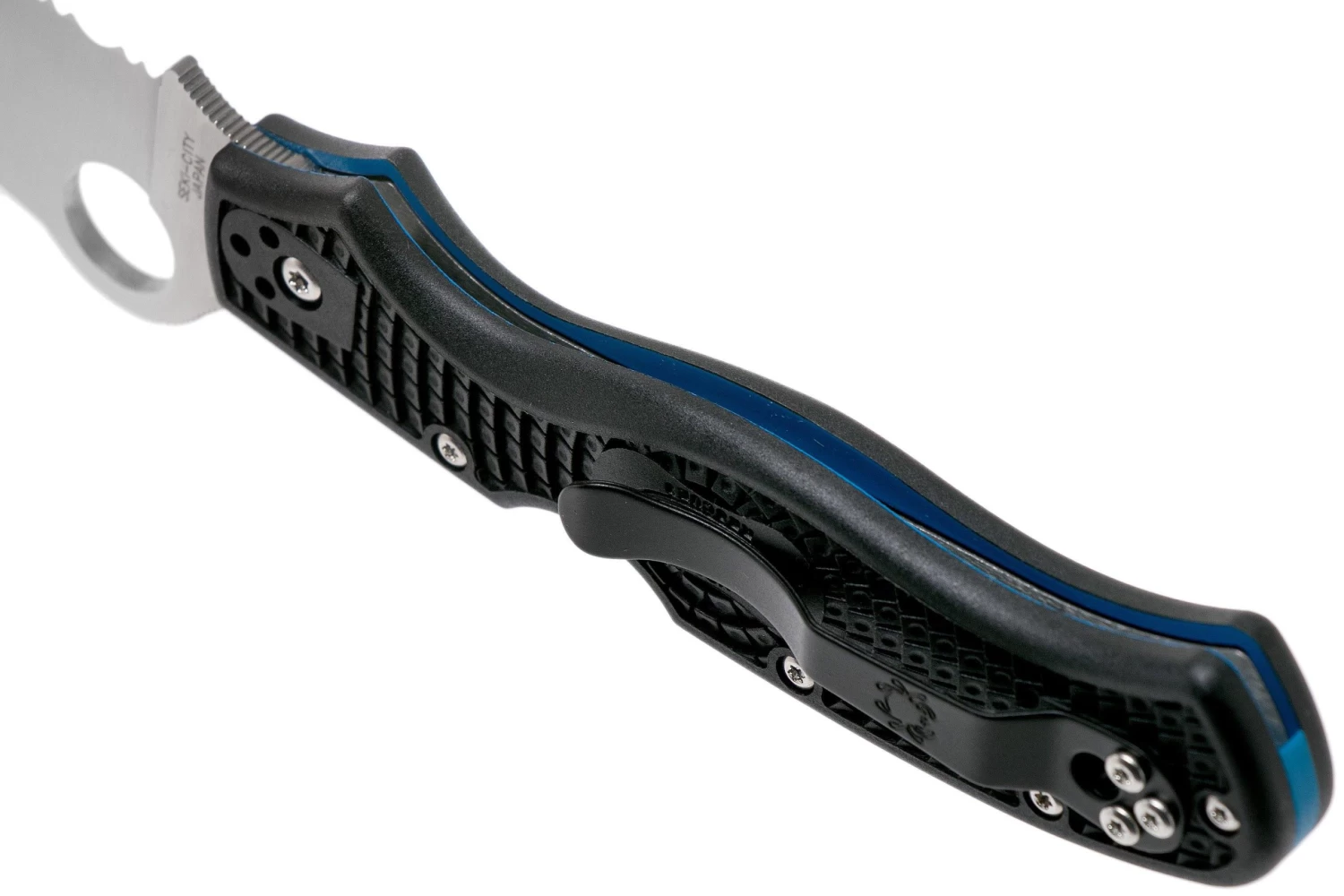 Spyderco Rescue 3 Thin Blue Line C14FSBKBL3 Cuchillo De Rescate De Sierra - Imagen 5