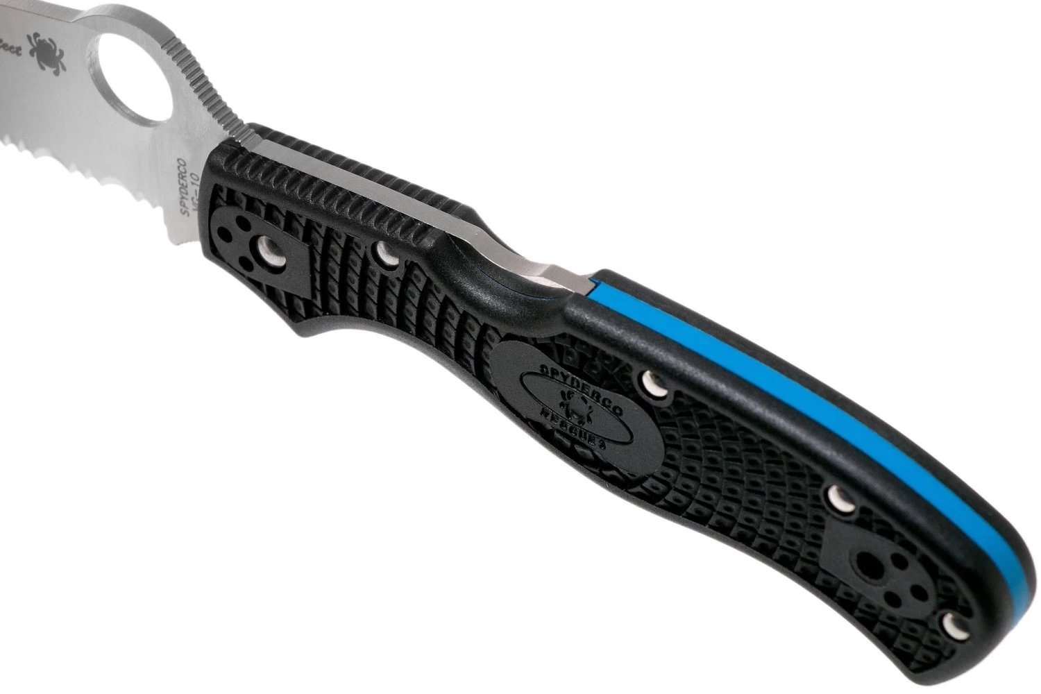 Spyderco Rescue 3 Thin Blue Line C14FSBKBL3 Cuchillo De Rescate De Sierra - Imagen 7
